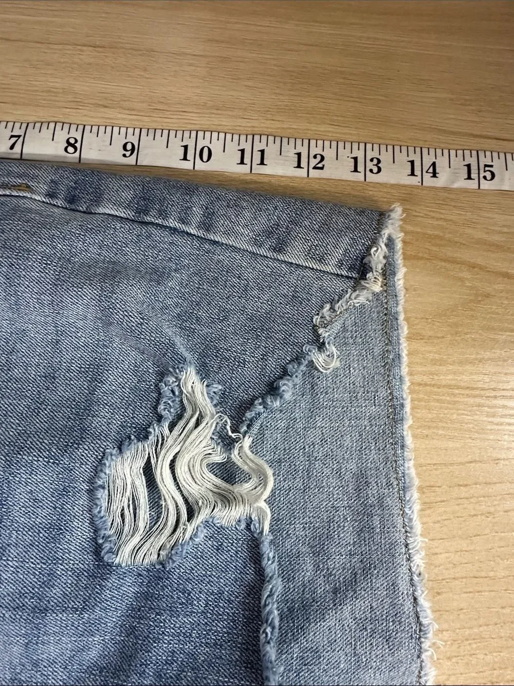 Hot Topic Light Blue Distressed Denim Shorts with Stud Accents